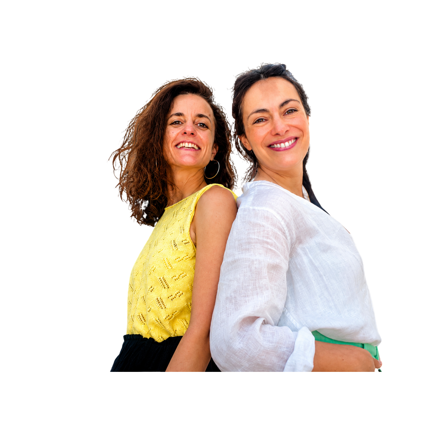 Ceci y Gaby, espalda contra espalda
